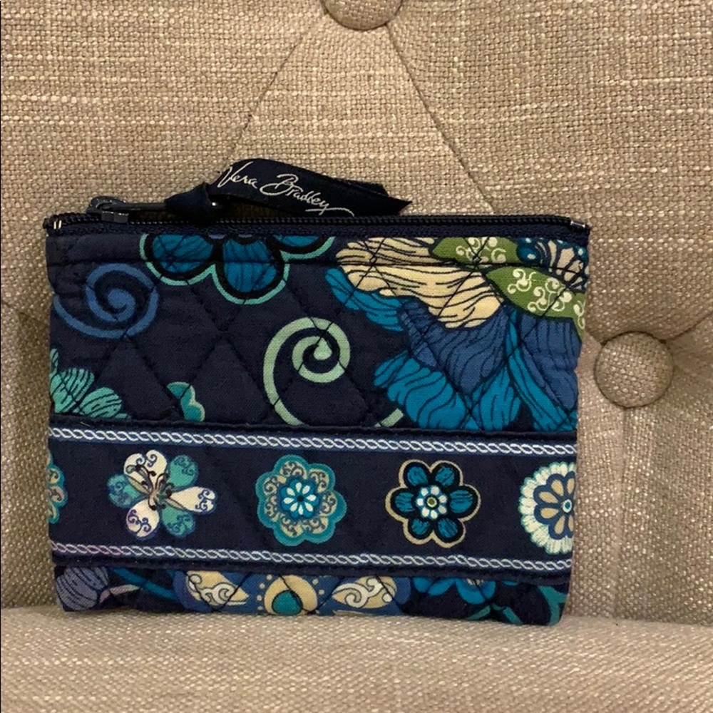 Vera Bradley blue zip up wallet/card holder